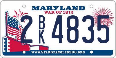 MD license plate 2BK4835