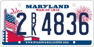 MD license plate 2BK4836