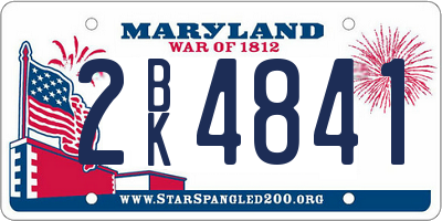 MD license plate 2BK4841