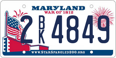 MD license plate 2BK4849