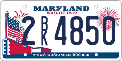 MD license plate 2BK4850