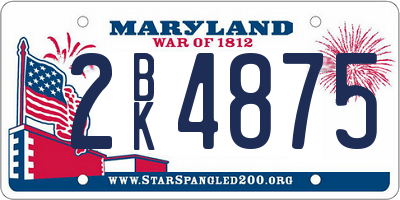 MD license plate 2BK4875