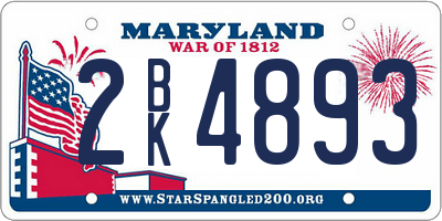 MD license plate 2BK4893