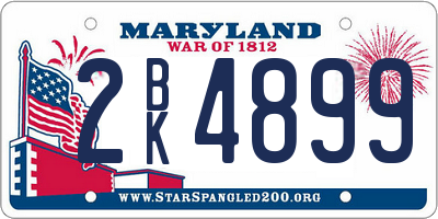 MD license plate 2BK4899