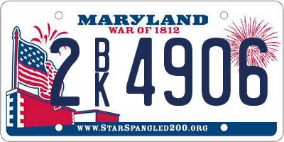 MD license plate 2BK4906
