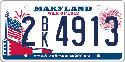 MD license plate 2BK4913