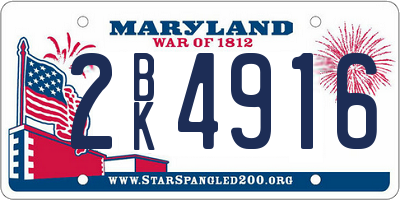 MD license plate 2BK4916