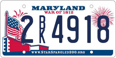 MD license plate 2BK4918