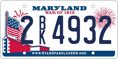 MD license plate 2BK4932
