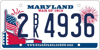 MD license plate 2BK4936