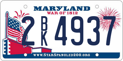 MD license plate 2BK4937