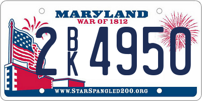 MD license plate 2BK4950