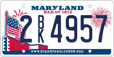 MD license plate 2BK4957