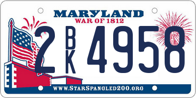 MD license plate 2BK4958