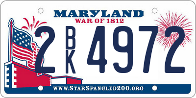 MD license plate 2BK4972