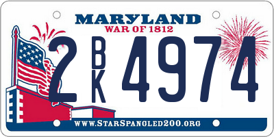 MD license plate 2BK4974