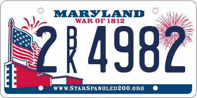 MD license plate 2BK4982
