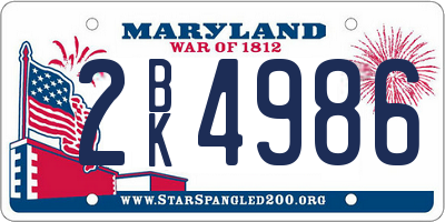 MD license plate 2BK4986
