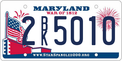 MD license plate 2BK5010