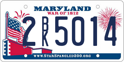 MD license plate 2BK5014
