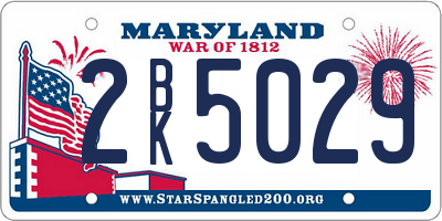 MD license plate 2BK5029