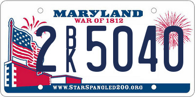 MD license plate 2BK5040