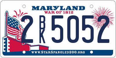 MD license plate 2BK5052