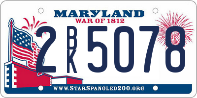 MD license plate 2BK5078