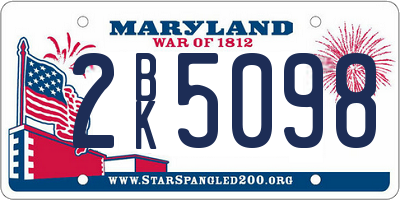 MD license plate 2BK5098