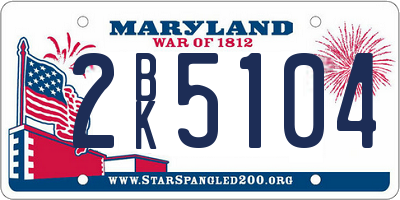 MD license plate 2BK5104