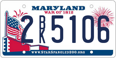 MD license plate 2BK5106