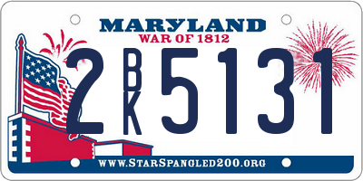 MD license plate 2BK5131