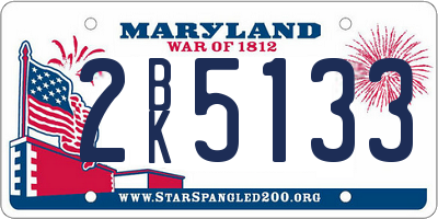 MD license plate 2BK5133