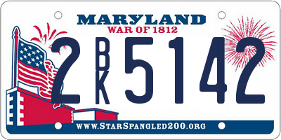 MD license plate 2BK5142