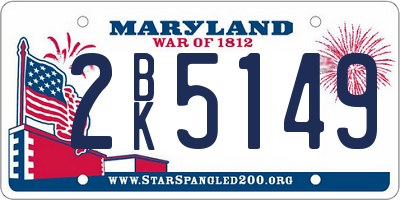 MD license plate 2BK5149