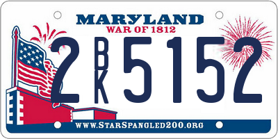 MD license plate 2BK5152