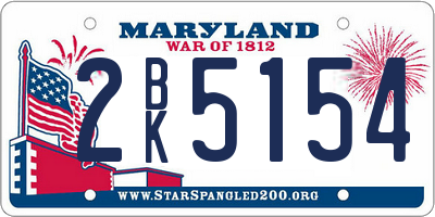 MD license plate 2BK5154