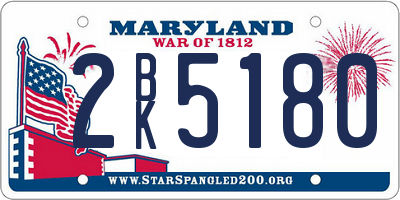MD license plate 2BK5180