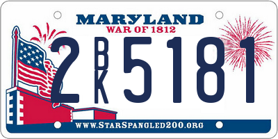 MD license plate 2BK5181