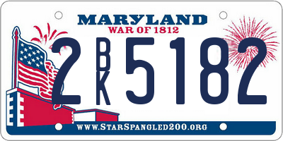 MD license plate 2BK5182