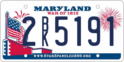 MD license plate 2BK5191