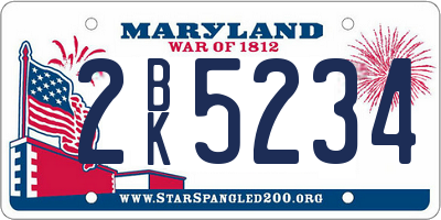 MD license plate 2BK5234