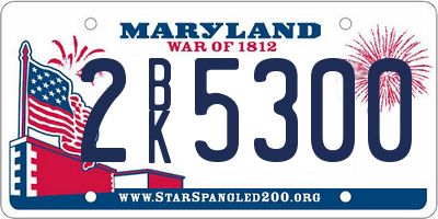 MD license plate 2BK5300
