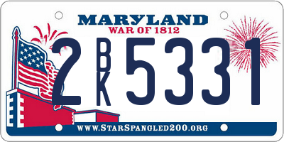 MD license plate 2BK5331