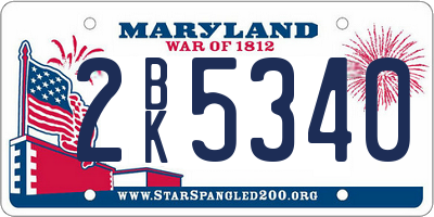 MD license plate 2BK5340