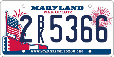 MD license plate 2BK5366