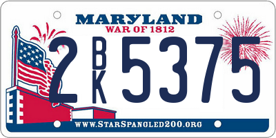 MD license plate 2BK5375