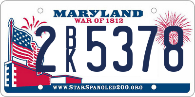MD license plate 2BK5378