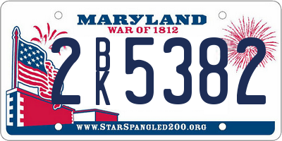 MD license plate 2BK5382
