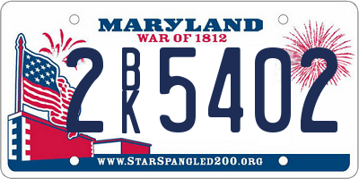 MD license plate 2BK5402